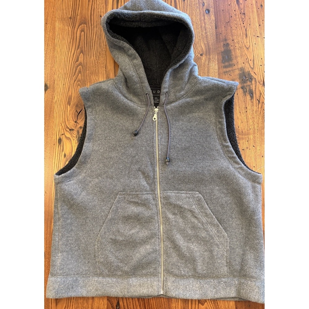 NWT FUDA Gray Fleece Vest Jacket Hoodie Women's Size XL